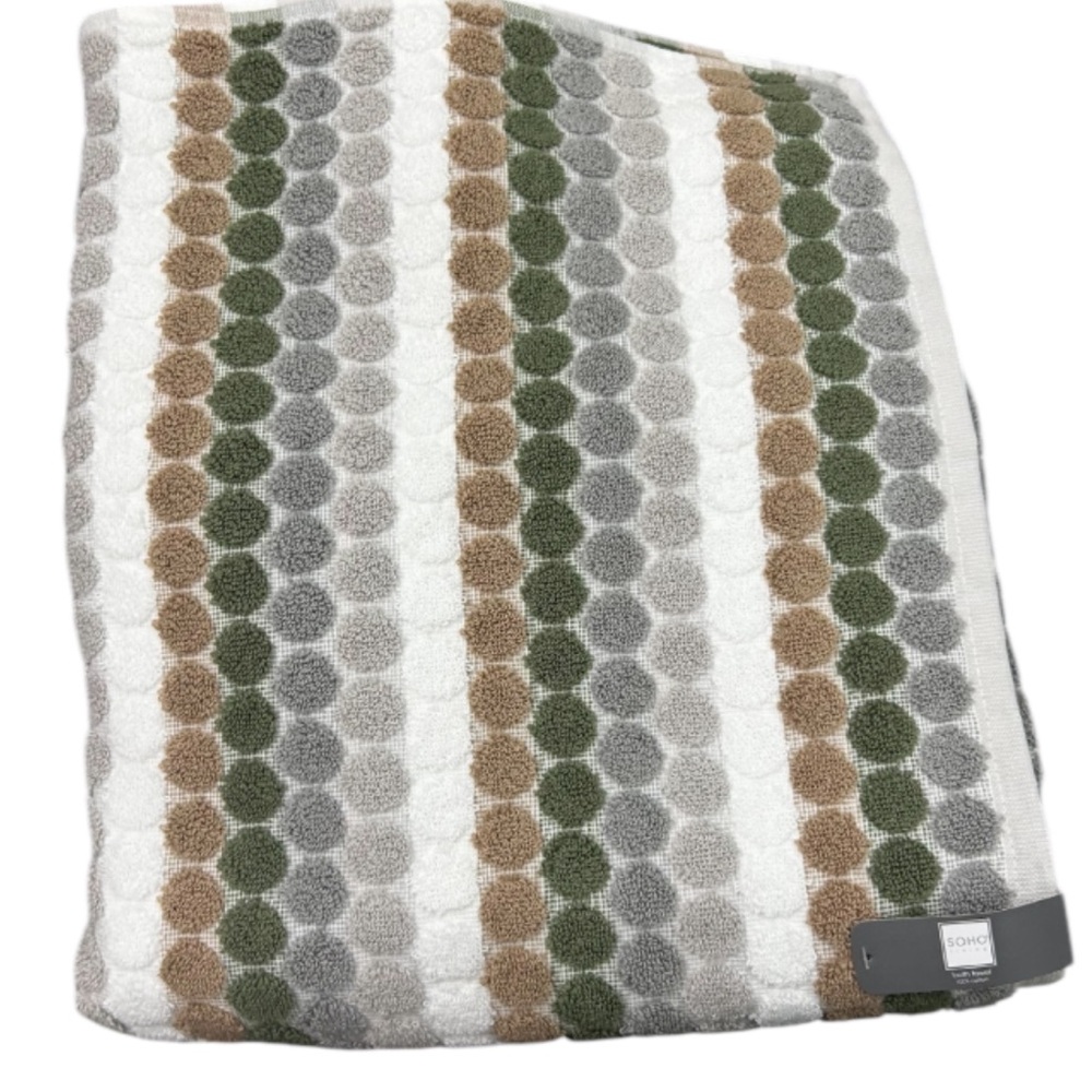 Soho Living Green, Brown, White and Gray Soft Quick Dry Bath Towels Set of 2